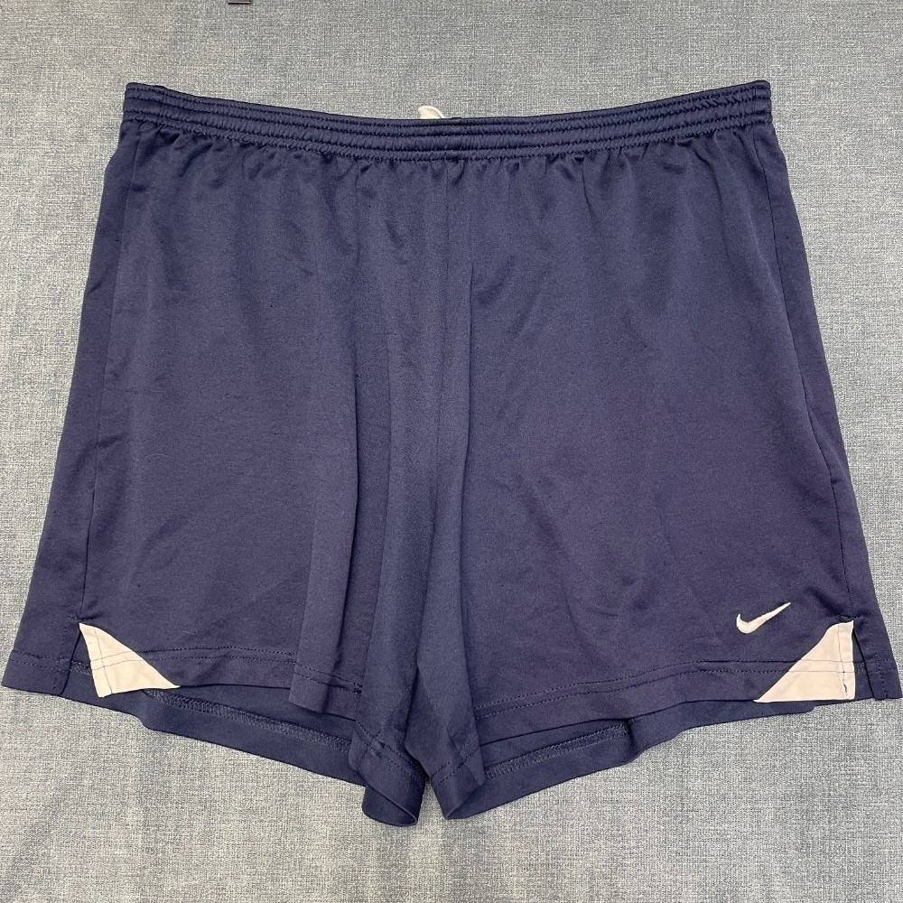 Nike Dri Fit Running Shorts Men Large Navy Blue Swoosh Logo Performance Slit Hem
